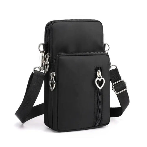 Mini Sac à Bandoulière pour Téléphone et Cartes Coeur - Voyage Serein