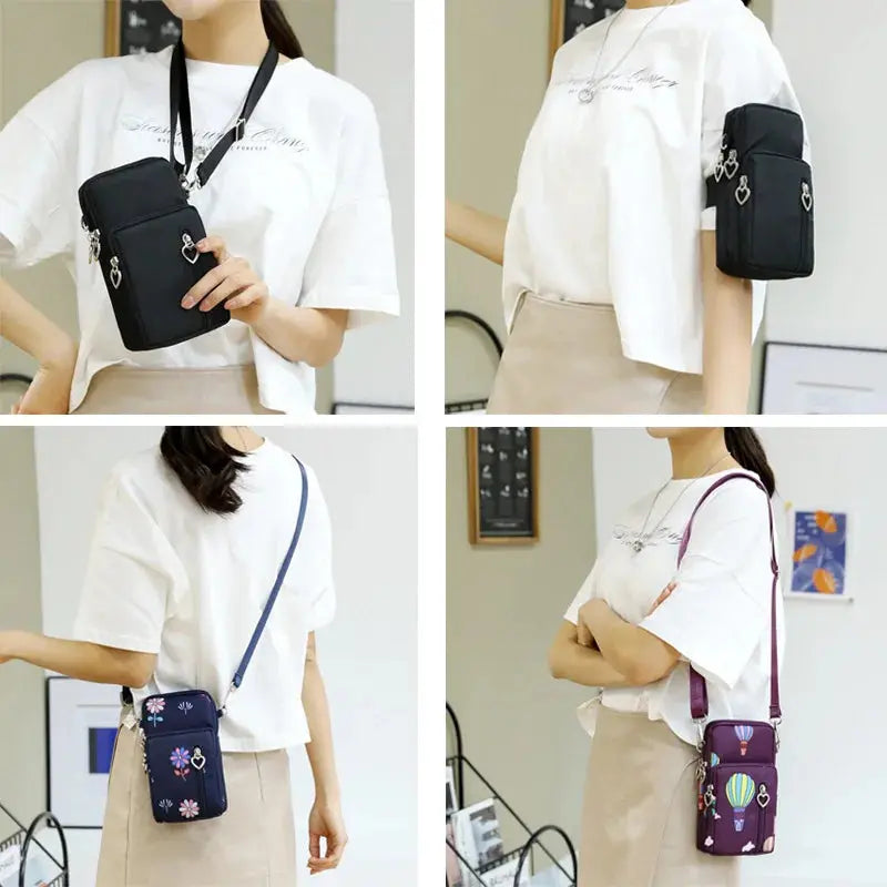 Mini Sac à Bandoulière pour Téléphone et Cartes Coeur - Voyage Serein