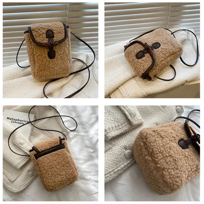 Mini Sac à Bandoulière pour Téléphone et Cartes Laine - Voyage Serein