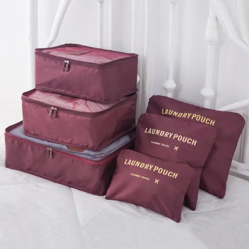 Organisateur de valise Laundry Pouch Lot 6 Bordeaux - Voyage Serein