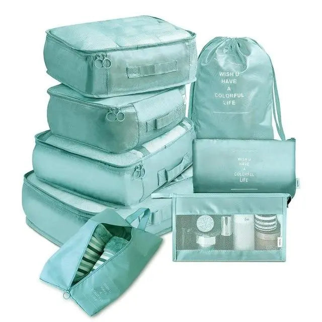organisateur valise colorful life set de 8 turquoise