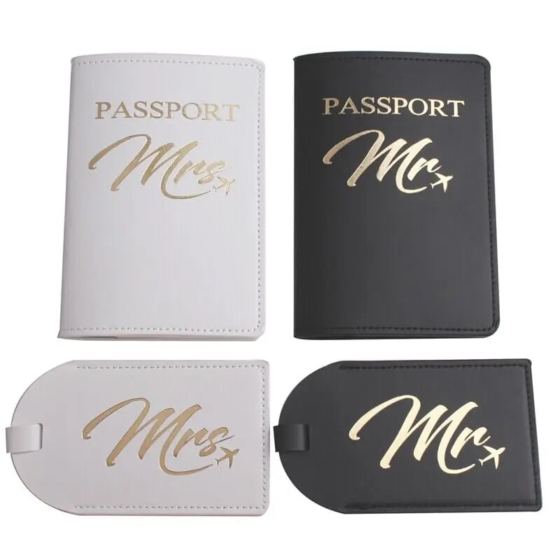 Porte Passeport et Étiquettes Valise Couple Mr & Mrs - Voyage Serein