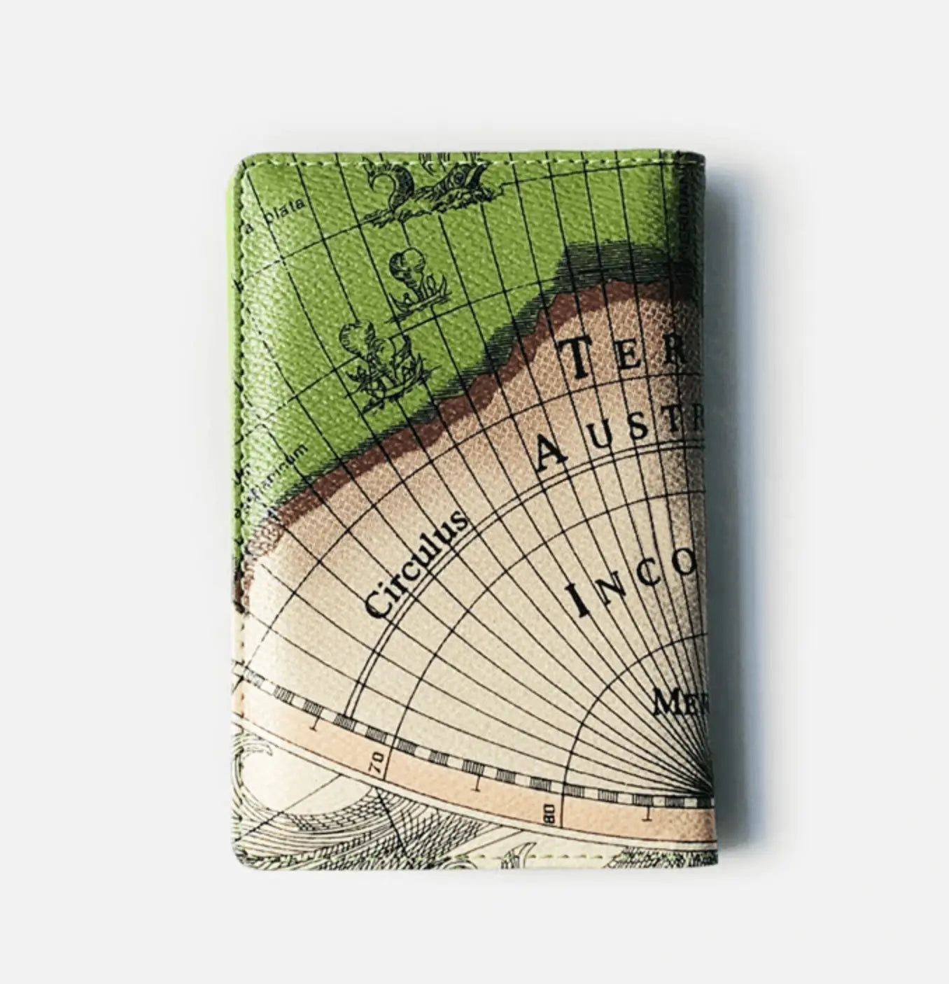 Protege Passeport Carte Antique Verte - Voyage Serein