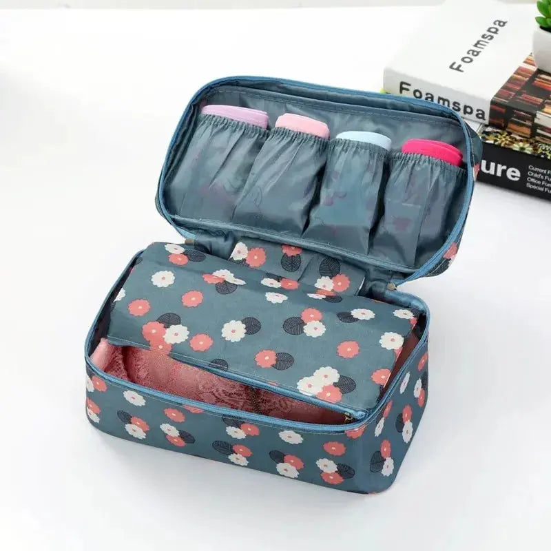 Rangement Sous Vetement Fleurs Bleues - Voyage Serein