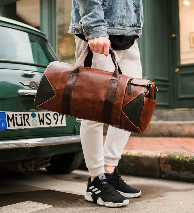 Sac de Voyage Escapade Vintage Cuir Marron - Voyage Serein