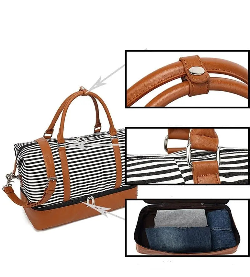Sac de Voyage Femme Rayures Marines - Voyage Serein