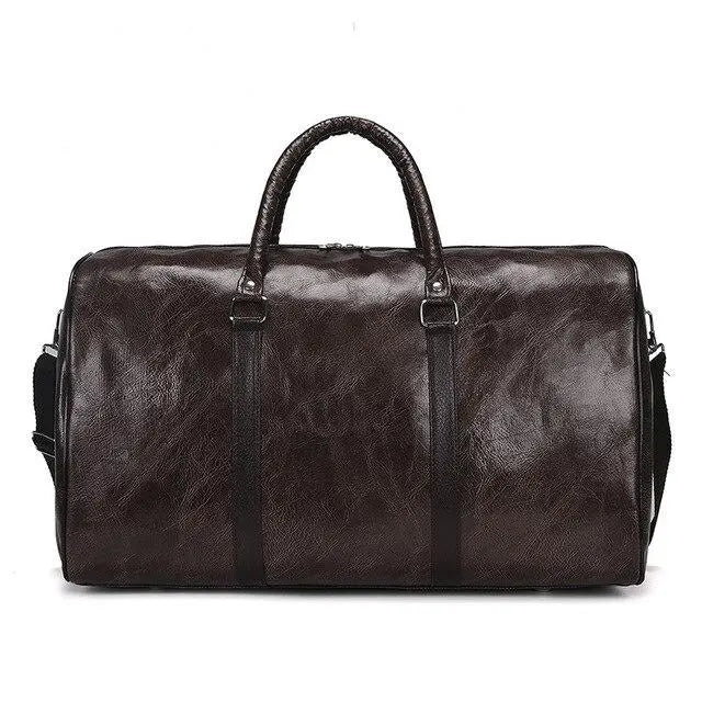 sac de voyage cuir vintage marron foncé