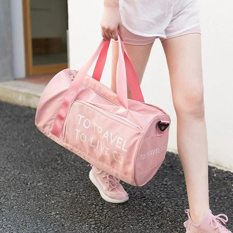 Sac de Voyage avec Poche Chaussures "To Travel To Live" - Voyage Serein