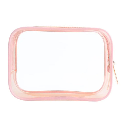 trousse toilette transparente rose