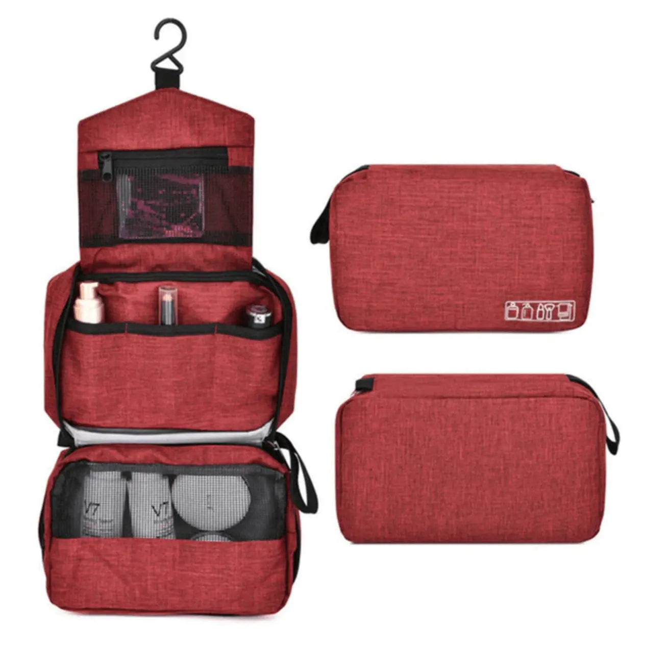 Trousse de Toilette à Suspendre Look TravelBasics Rouge - Voyage Serein