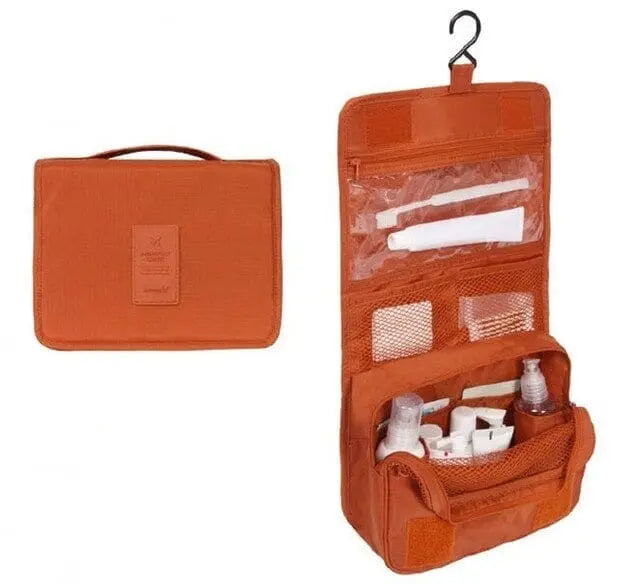 trousse de toilette a suspendre de voyage orange