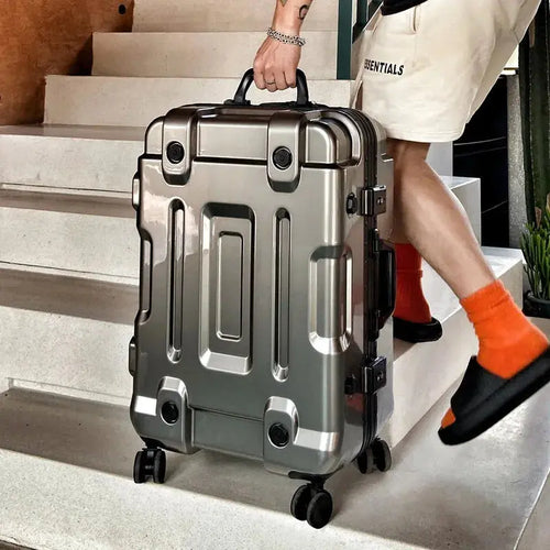 Valise Cabine Aspect Aluminium et Robuste - Voyage Serein