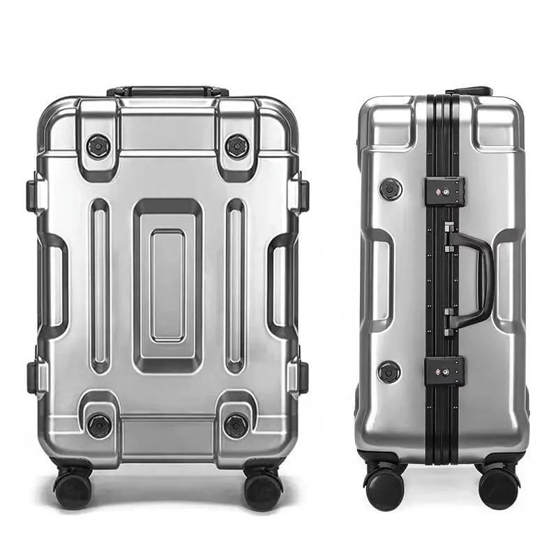 Valise Cabine Aspect Aluminium et Robuste - Voyage Serein