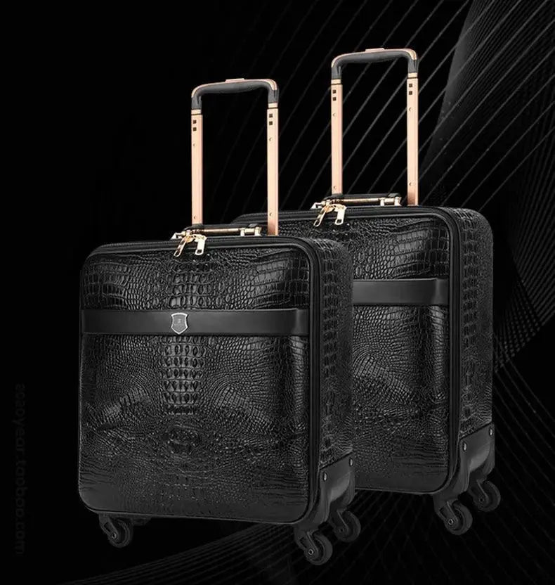 Valise Cabine Aspect Peau de Crocodile - Voyage Serein