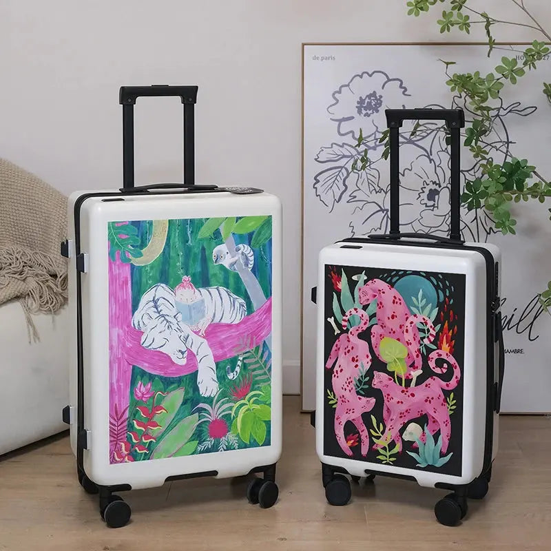 Valise Cabine à Motif Félin Artistique - Voyage Serein