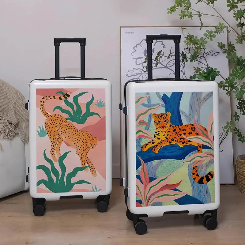 Valise Cabine à Motif Félin Artistique - Voyage Serein