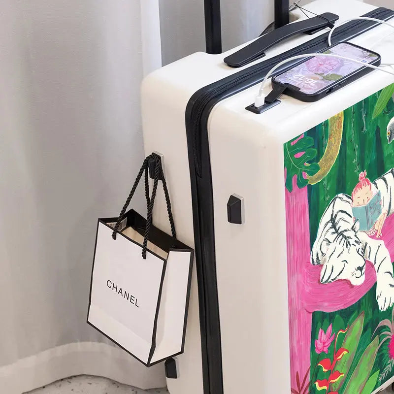 Valise Cabine à Motif Félin Artistique - Voyage Serein