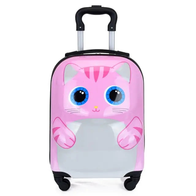 valise cabine enfant chat rose
