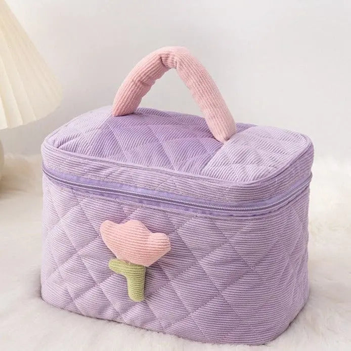 vanity de voyage velours cotelé tulipe