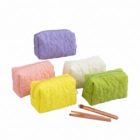 Trousse de toilette femme matelassée à fleurs