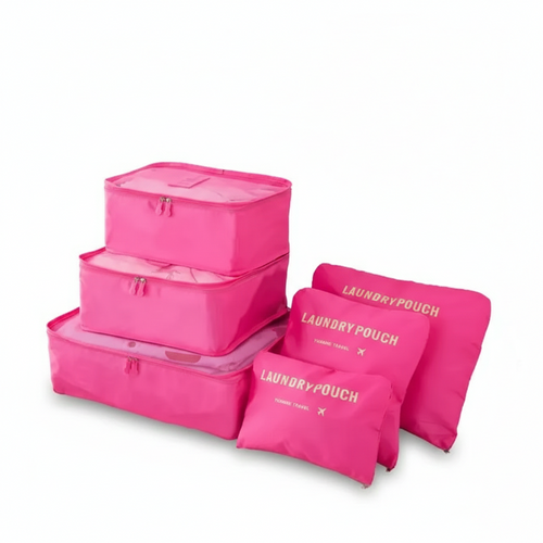 Organisateur de valise Laundry Pouch Lot 6 Rose Fushia