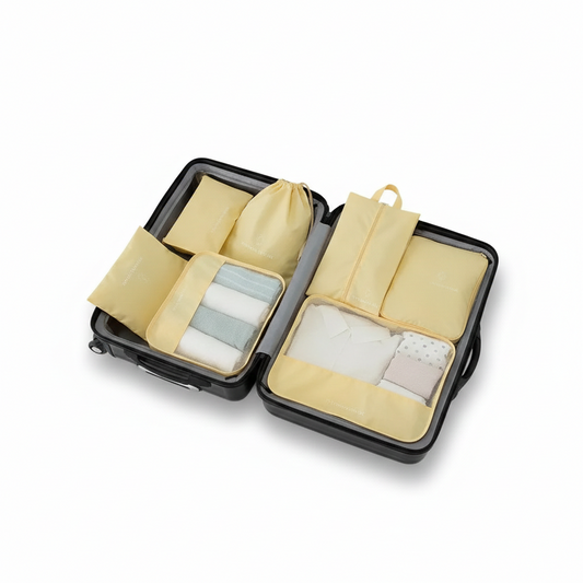 Organisateur de valise To Travel To Live Lot 7 Jaune