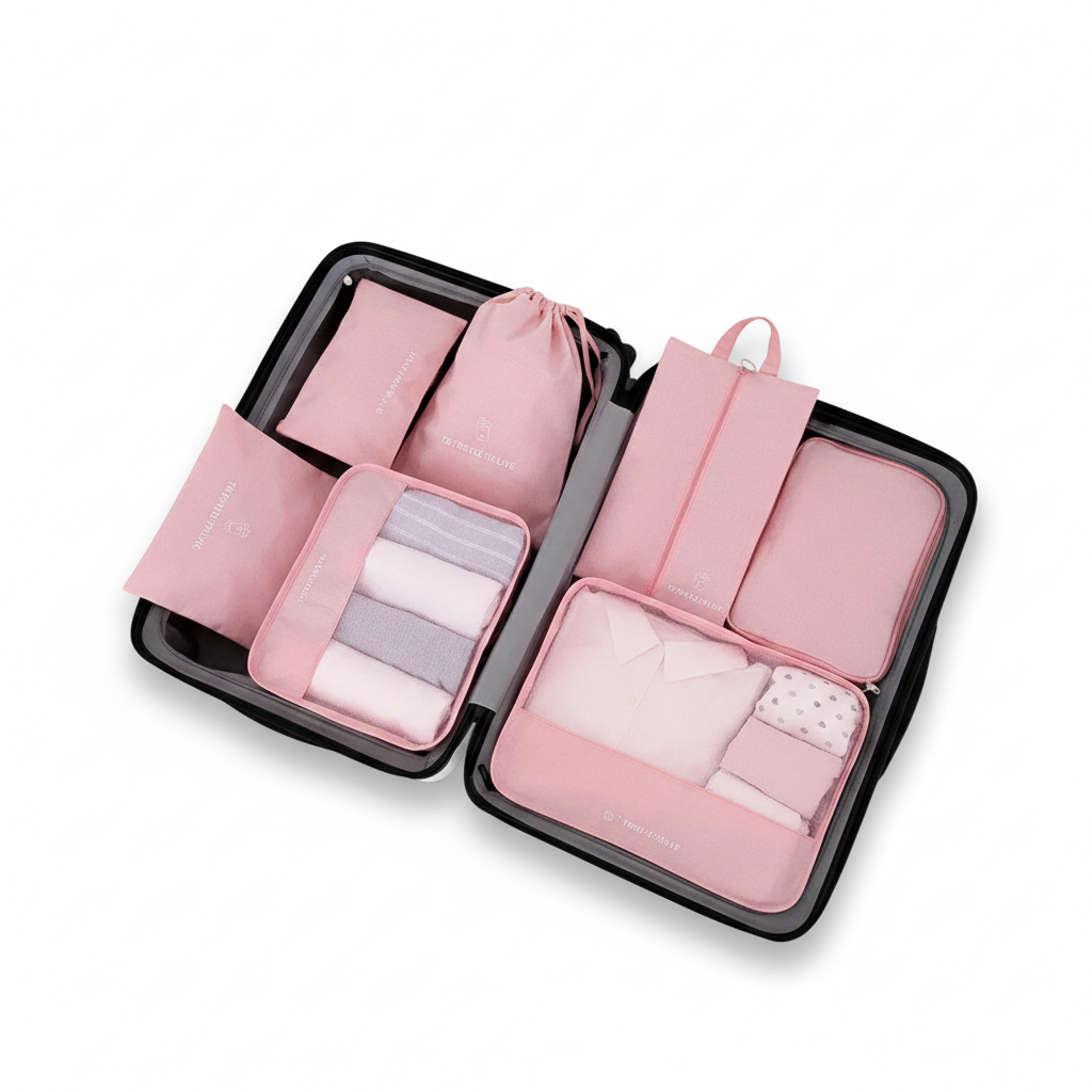 Organisateur de valise To Travel To Live Lot 7 Rose