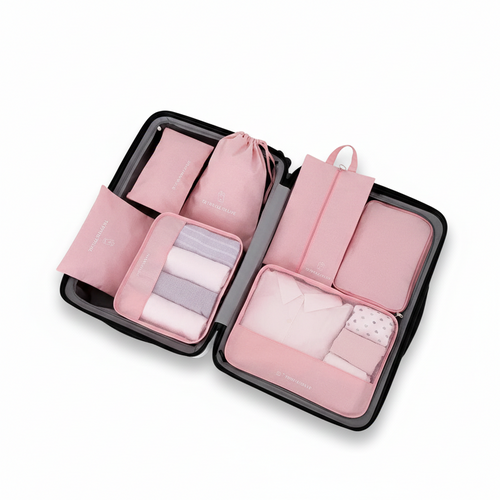 Organisateur de valise To Travel To Live Lot 7 Rose
