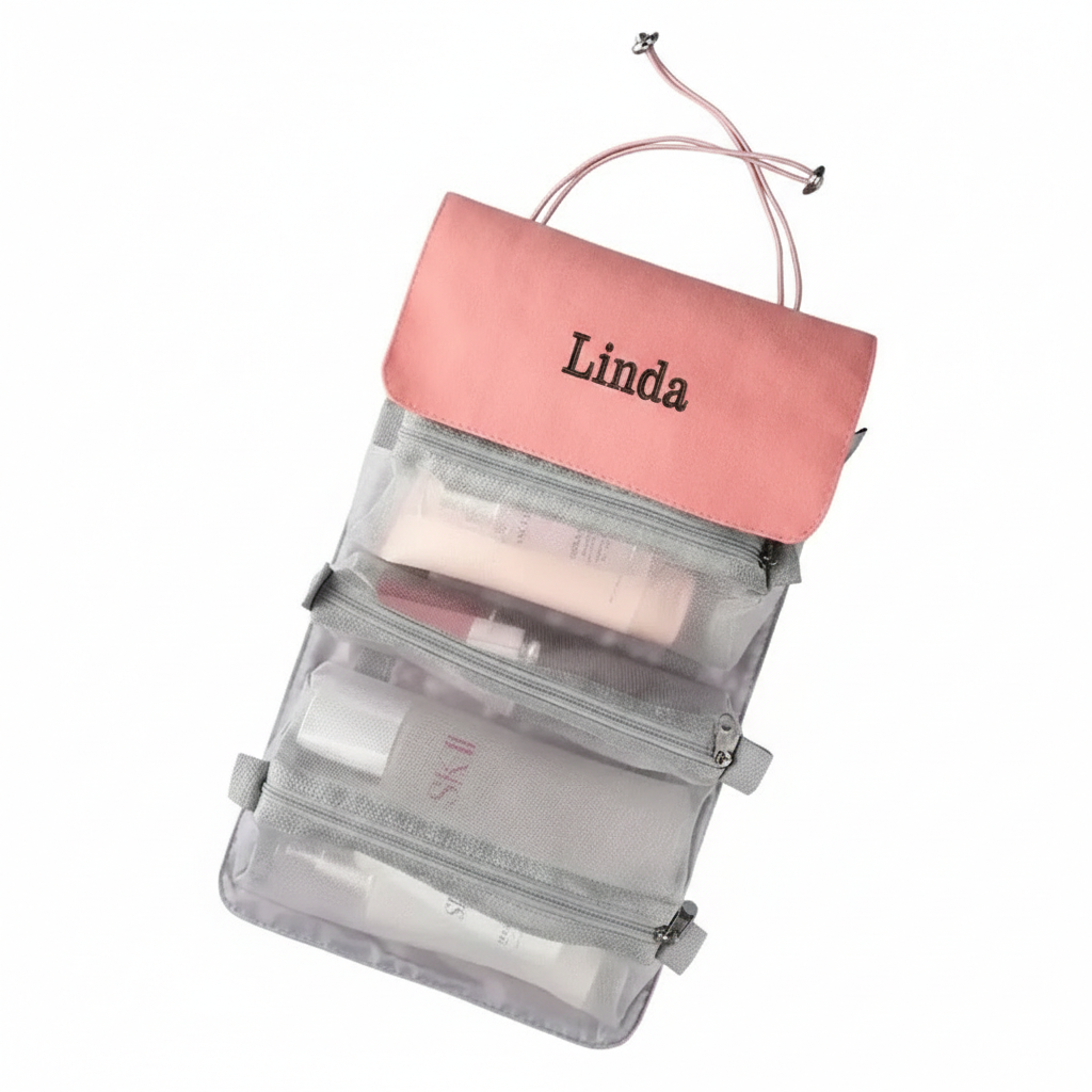 Trousse Toilette Femme Prénom Personnalisé Pliable