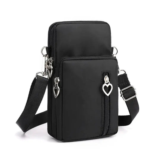 Mini Sac à Bandoulière pour Téléphone et Cartes Coeur - Voyage Serein