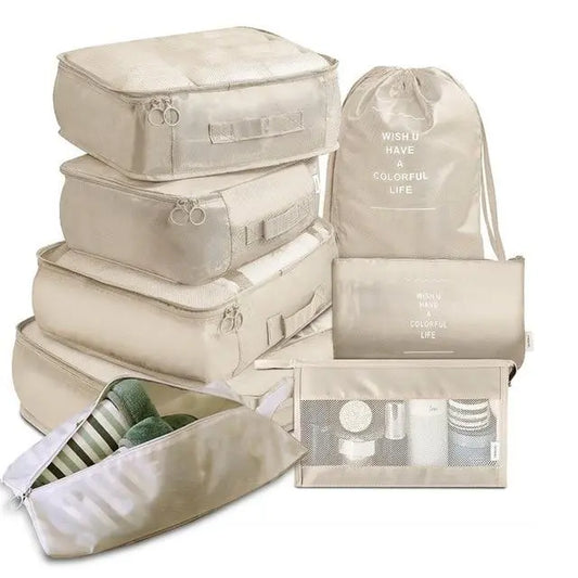 organisateur valise colorful life set 8 beige