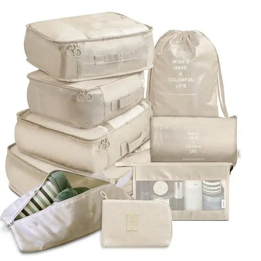 organisateur valise colorful life set de 9 beige