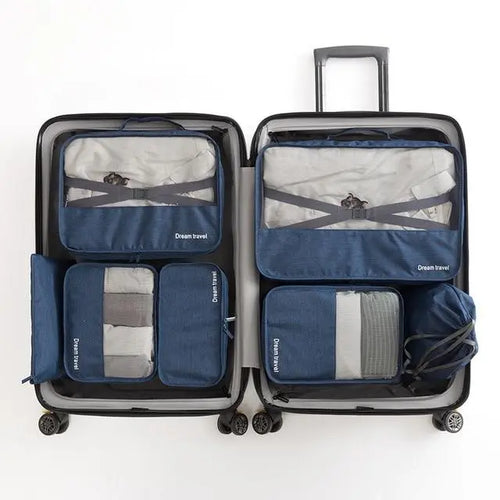 organisateur de valise dream travel set de 7 bleu marine