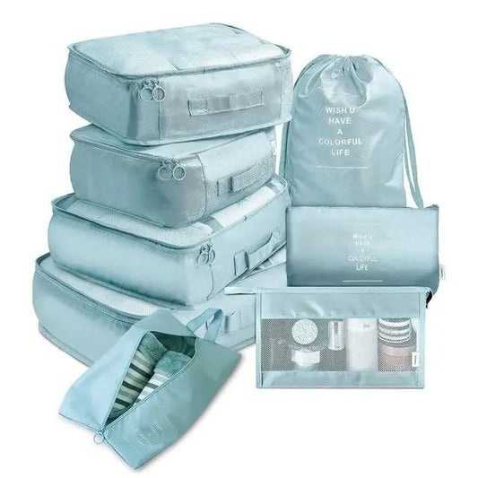 organisateur valise bleu ciel set de 8 colorful life