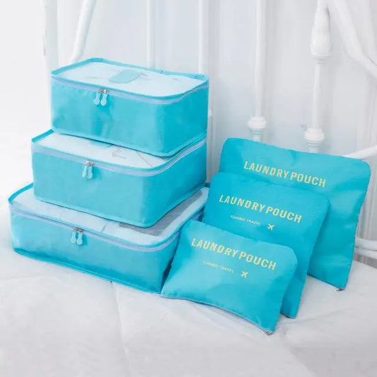 Organisateur de valise Laundry Pouch Lot 6 Bleu Ciel - Voyage Serein