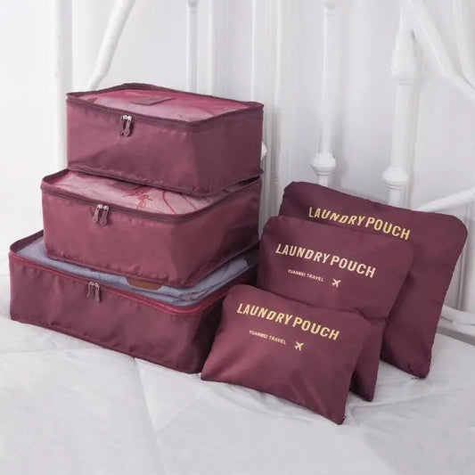 Organisateur de valise Laundry Pouch Lot 6 Bordeaux - Voyage Serein