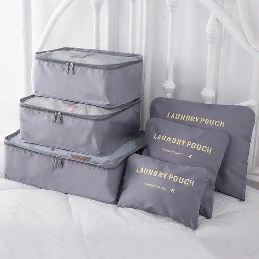 Organisateur de valise Laundry Pouch Lot 6 Gris - Voyage Serein
