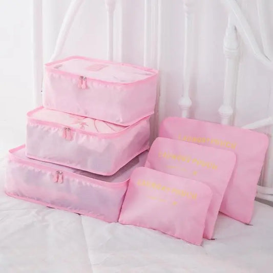 Organisateur de valise Laundry Pouch Lot 6 Rose - Voyage Serein
