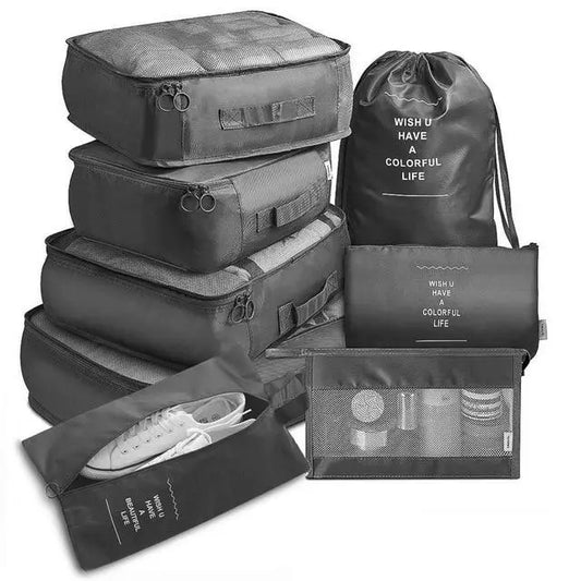organisateur valise noir colorful life set de 8