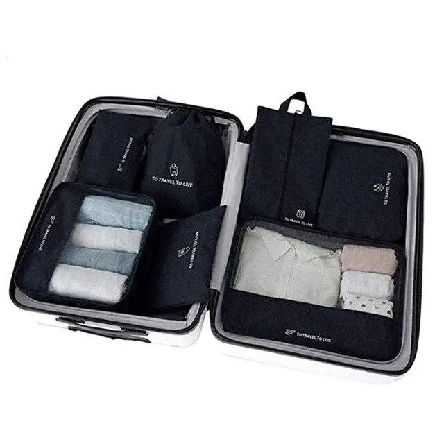 Organisateur de valise To Travel To Live Lot 7 Noir - Voyage Serein