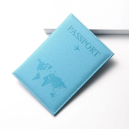 etui passeport mappemonde bleu ciel