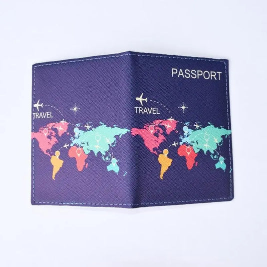Protege Passeport Carte du Monde Colorée - Voyage Serein