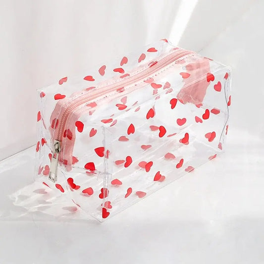 trousse toilette femme transparente coeurs