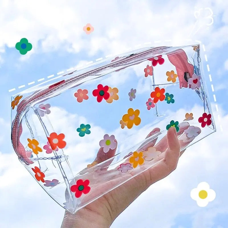 Trousse Toilette Femme Transparente Look Fleur - Voyage Serein