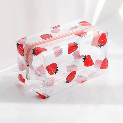 trousse toilette femme transparente fraises