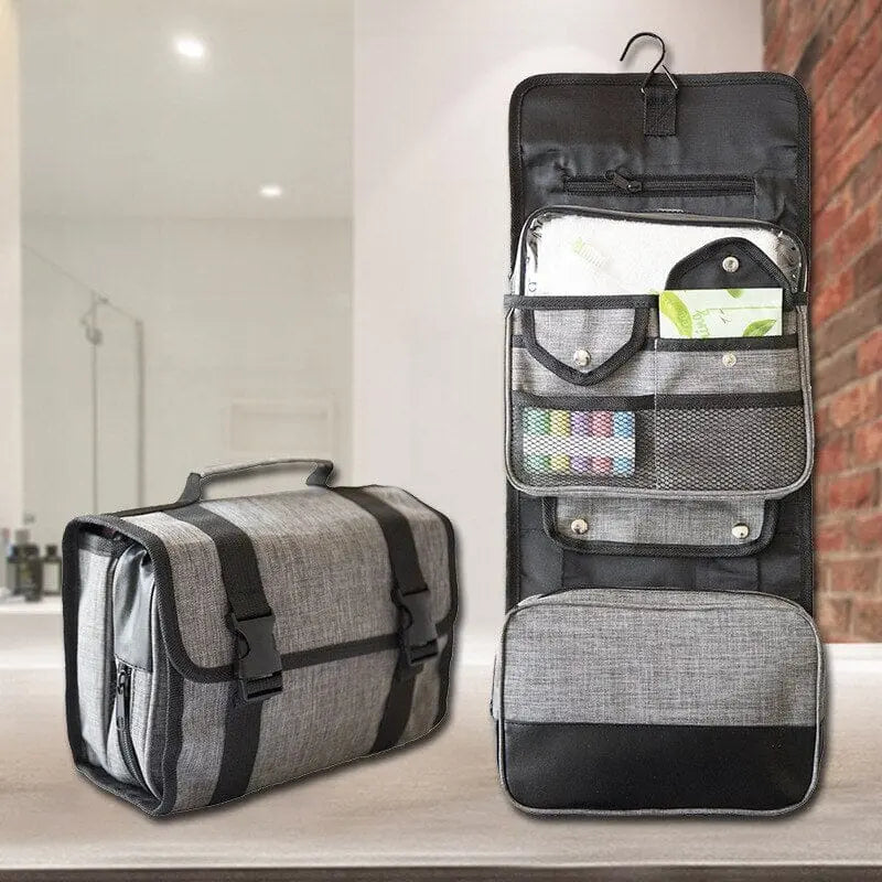 grande trousse toilette homme à suspendre dépliante