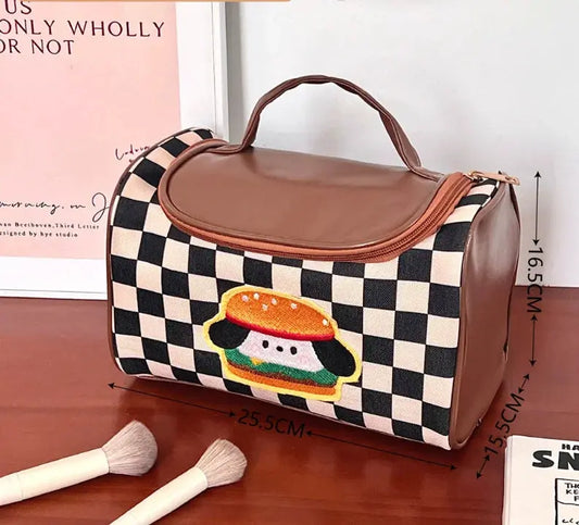 Trousse de Toilette Bebe Look Chien et Damier Noir - Voyage Serein