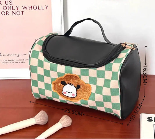 Trousse de Toilette Bebe Look Chien et Damier Vert - Voyage Serein
