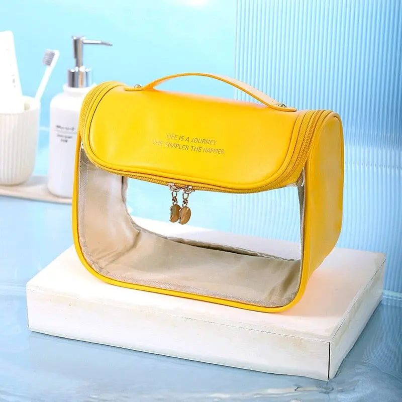 trousse de toilette voyage femme a suspendre tendance transparente