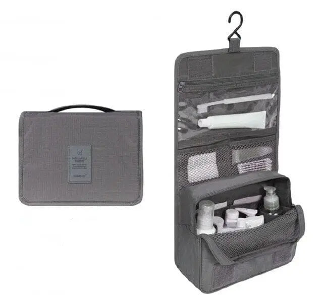 trousse de toilette a suspendre voyage grise
